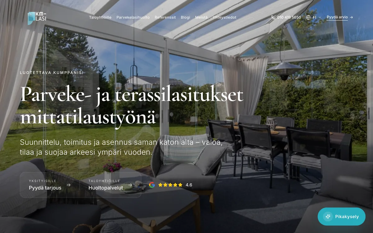 Priimon rakentama KM-Lasin sivusto